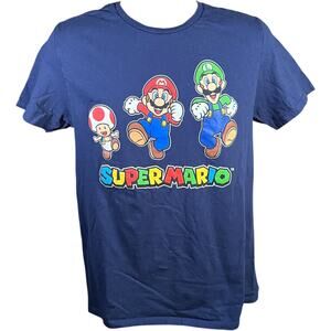 Super Mario Retro Graphic Tee - Navy Blue Classic Fit Y2K Gamer